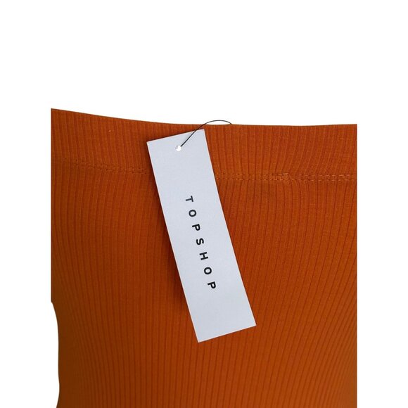 Topshop Womens Orange Ribbed Strapless Bodysuit Size US 6 Tube Top Sexy NWT - Picture 3 of 9
